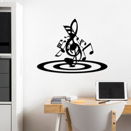 Wallity Musical 1 Escultura de Pared de Metal Negra